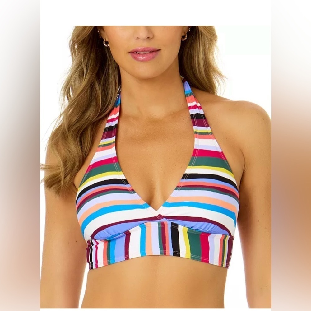 NWT Anne Cole
Women's Marilyn Striped Halter Bikini Top Large